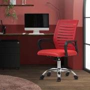 Ergonomische bureaustoel met armleuningen Mesh stof rood met wielen ML...