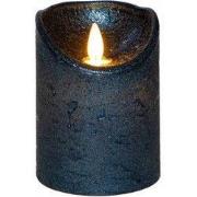 Stompkaars rustiek wax bewegende vlam 10x7,5 cm metallic blauw