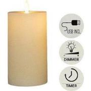 Stompkaars rustiek wax bewegende vlam 12,5x7,5 cm ivoor