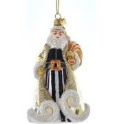 Orn.glas kerstman gd/wt l13cm