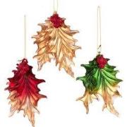 Ornament plastic groen blad l11cm