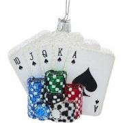 Glas NG pokerkaarten&chips 11 cm ornament
