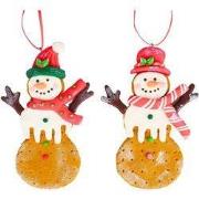 4.5 inch H Clay Dough Snowman Cookie Orna X 2. 5x5x10 cm kerstornament