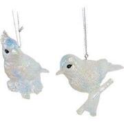 Resin opalescent chickadee&cardinal 2A 10 cm ornament