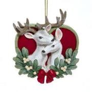 Resin herten paar op hart 10 cm ornament