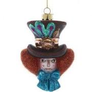 Glas NG Mad Hatter hoofd 8 cm ornament