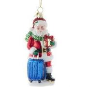 Glas NG kerstman met koffer 7,5 cm ornament