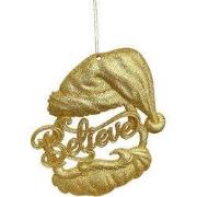 Plastic kerstman hoofd met Believe plaque 15 cm ornament
