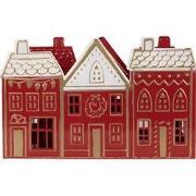 Clayre & Eef Waxinelichthouder Huis 38x13x25 cm Rood Metaal