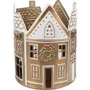Clayre & Eef Waxinelichthouder Huis Ø 18x22 cm Beige Metaal