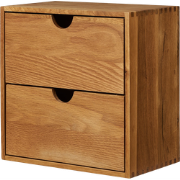 Abigail vierkante eikenhouten wandkast met twee lades- 30 x 30 cm