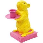Candle holder - Mouse - Polyresin - Yellow/Pink - 8x10x17cm
