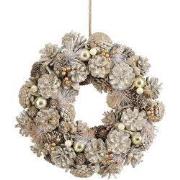 Harley Christmas Wreath with Pinecones - H9 x Ø34 cm - White