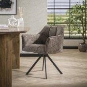 Set van 2 Eetkamerstoelen Lino Chenille Stof Rich Taupe Draaibaar