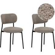 CASEY - Eetkamerstoelen set van 2 - Taupe - Bouclé