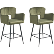 SANILAC - Barkruk set van 2 - Olijfgroen - Fluweel