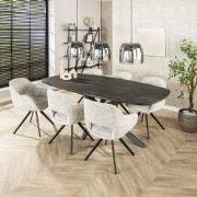 Eettafel Jax Deens Ovaal 215 cm Zwart Metallic