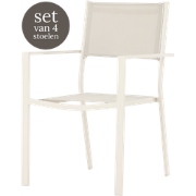 Narda aluminium tuinstoel beige - met armleuningen - set van 2