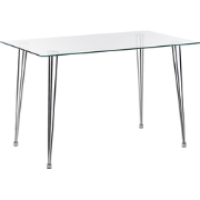 WINSTON - Eettafel - Zilver - 70 x 120 cm - Veiligheidsglas