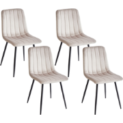 KALISPELL - Eetkamerstoel set van 4 - Beige - Fluweel