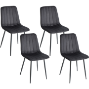 KALISPELL - Eetkamerstoel set van 4 - Zwart - Fluweel
