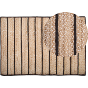 KARADONA - Laagpolig vloerkleed - Zwart - 140 x 200 cm - Jute