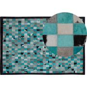 NIKFER - Laagpolig vloerkleed - Turquoise - 140 x 200 cm - Leer