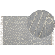 KHENIFRA - Laagpolig vloerkleed - Lichtgrijs - 80 x 150 cm - Katoen