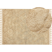 SANLIURFA - Laagpolig vloerkleed - Zandbeige - 160 x 230 cm - Katoen