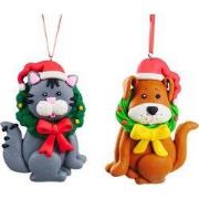 3.75 inch -3.875 inch H Clay Dough Cat/ Dog Orna X 2. 5x5x10 cm kersto...