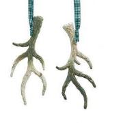 Plastic groen/creme gewei 2A 16,5 cm ornament