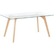 HUDSON - Eettafel - Lichte houtkleur - 90 x 160 cm - Veiligheidsglas