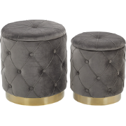 PUEBLO  - Poef - Grijs - 40/33 cm - Fluweel