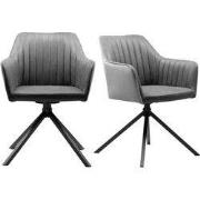 Set van 2 Antracietkleurige Stoelen met Zwarte Poten L60 cm - Ray