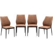 Set van 4 stoelen van gewatteerde stof met metalen frame, 48 cm  LILLI...