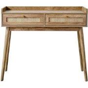 Console 2 lades met rotanfronten en houten poten L100 cm - PALMO