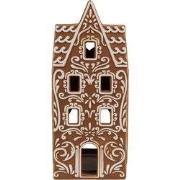 Clayre & Eef Waxinelichthouder Gingerbread house 7x7x17 cm Bruin Porse...