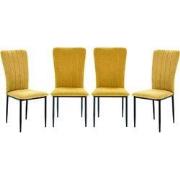 Set van 4 stoelen in stof met zwarte metalen poten L43 cm - HOLLY
