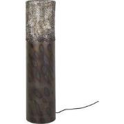 Vloerlamp Zwart/Bruin Metaal - 1-Lichts - 22x22x90cm - Cilinder