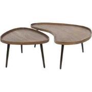Salontafel Organisch Bruin Acaciahout - Set van 2 - Carve