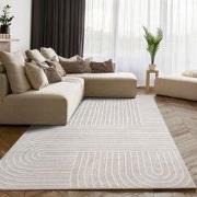Laagpolig Japandi Vloerkleed Sanilia - Creme - 80x150 cm
