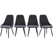 Set van 4 stoelen in stof met zwarte metalen poten L50 cm - MANI