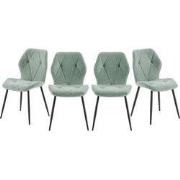 Set van 4 stoelen in stof met zwarte metalen poten L47,5 cm - LUNA