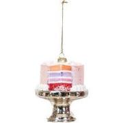 Xmas Hanger - Pie - Glass - Pink - 9x11cm