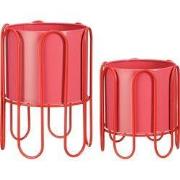 Dione pot round red set of 2 - h35xd25,5cm