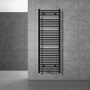 Badkamerradiator Sahara 500x1500 mm zwart recht met wandthermostaatkra...