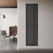 Badkamer radiator middenaansluiting 480x1600 mm zwart met wandthermost...