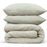 DoubleDry Dekbedovertrek Rib Flanel - Lits Jumeaux 240x220 cm + 2 Kuss...