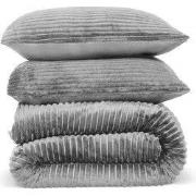 DoubleDry Dekbedovertrek Rib Flanel - Eenpersoons 140x220 cm + 1 Kusse...