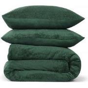 DoubleDry Dekbedovertrek Teddy Fleece - Eenpersoons 140x220 cm + 1 Kus...